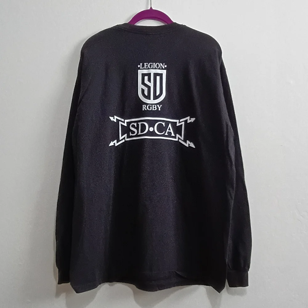 San Diego Legion Rugby Long Sleeve Black Cotton Shirt - Picture 2 of 5